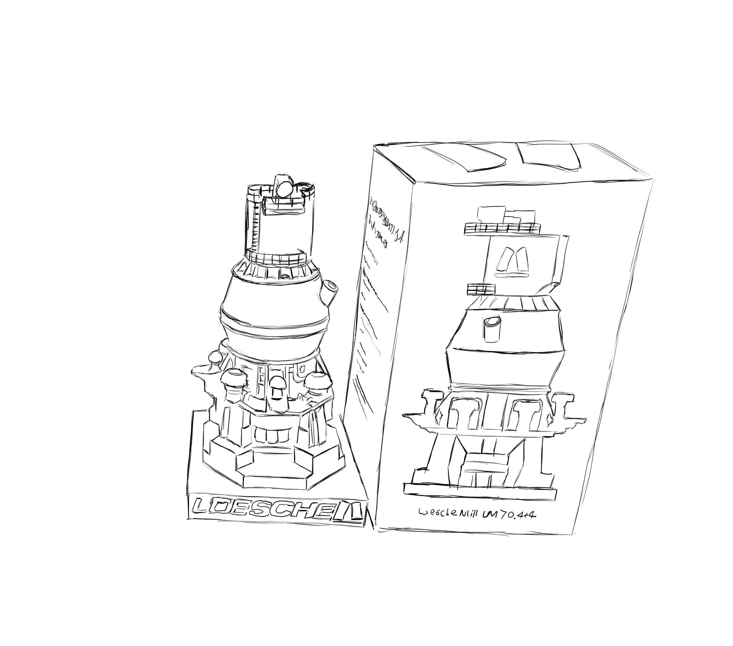 Produktentwicklung Konzeptzeichnung zu Produkt mit 3D Druck